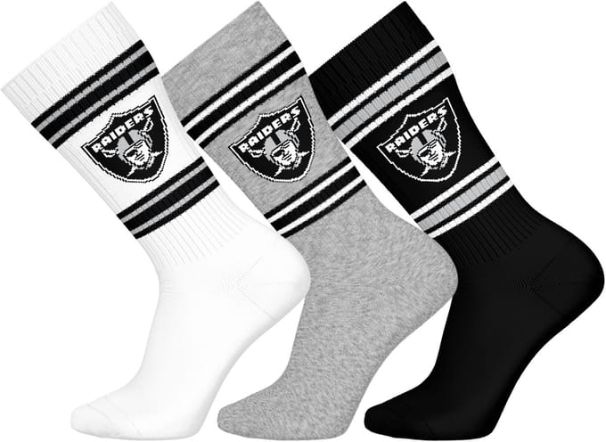 NFL LAS VEGAS RAIDERS Crew Socks - 3-pack - Wit/Grijs/Zwart - Maat 35/38