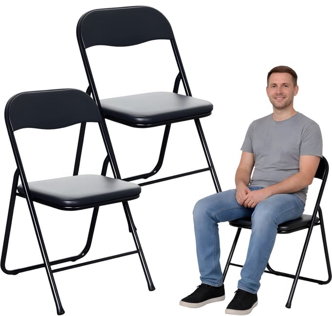Set van 2 Opklapbare Stoelen – Tuinstoel – Kantoorstoel – Cateringstoel – Zwart