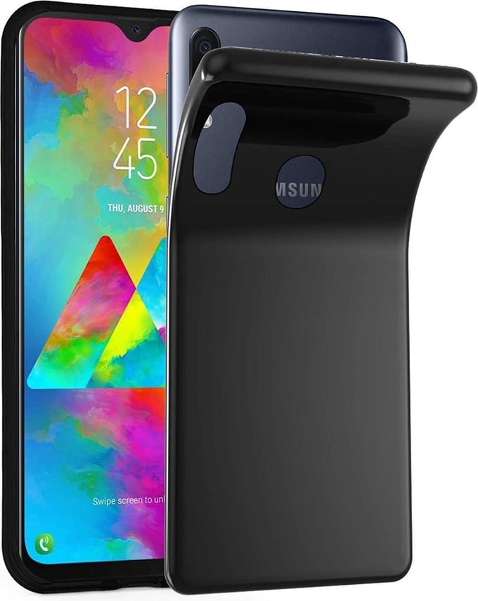 Soft Backcover Hoesje Geschikt voor: Samsung Galaxy M20 - Silicone - Zwart