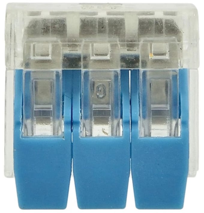 GEKO Elektrische snelconnector - 3 terminals - Transparant - 10 stuks - 0,2-4 mm²