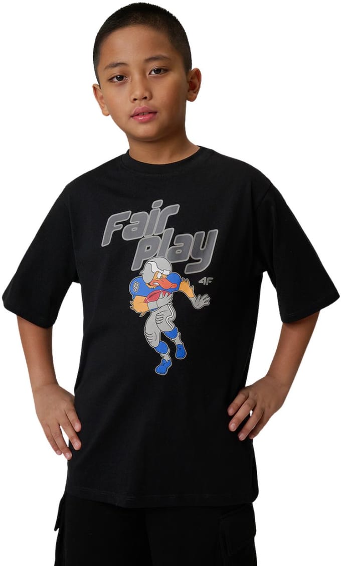 4F T-shirt voor jongens Zwart - Maat 164cm