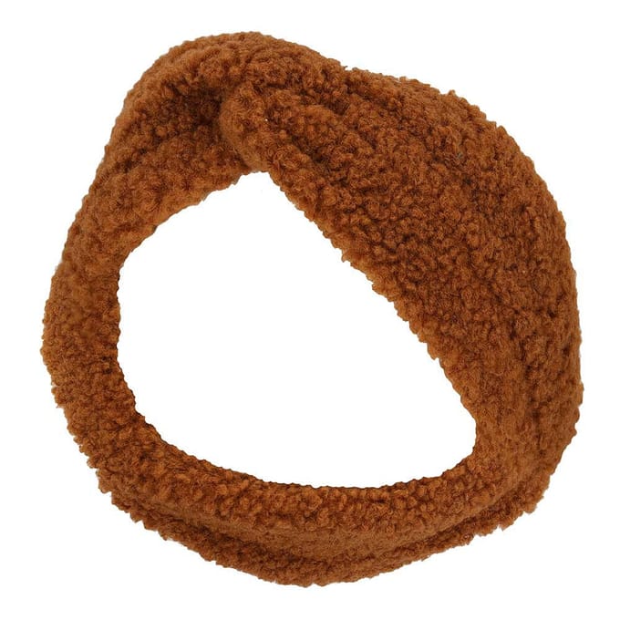 Sarlini - Haarband dames - Teddy Wol - One Size - Midden Bruin