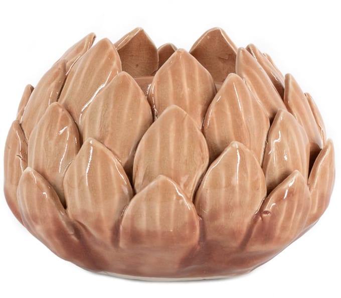 Waxinehouder keramiek floral sandstone