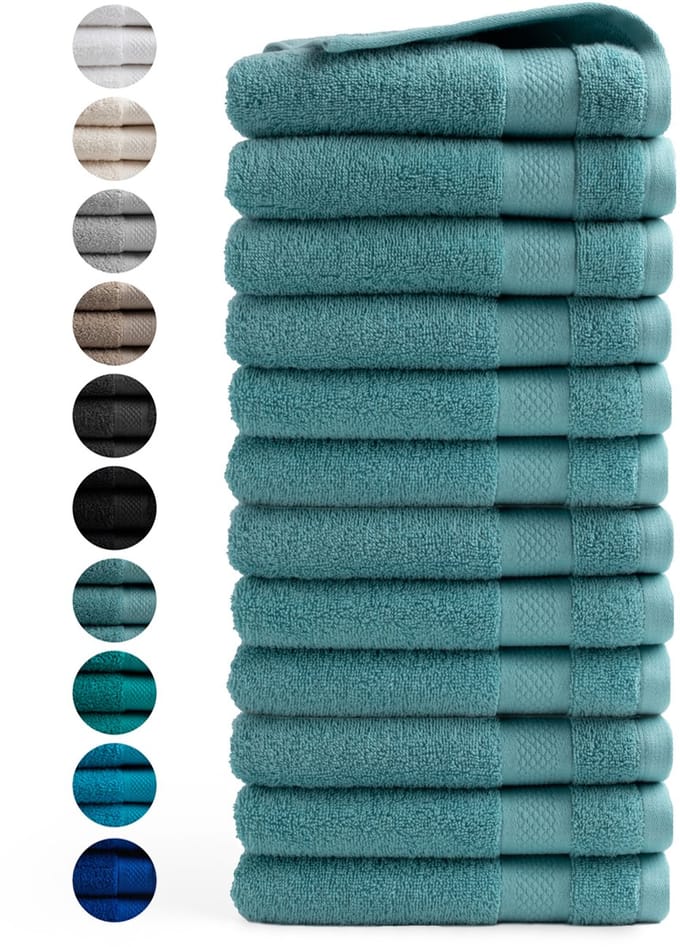 DoubleDry Handdoeken 50 x 100 - set van 12 - Hotel kwaliteit 500 g/m2 - 12x Denimblauw