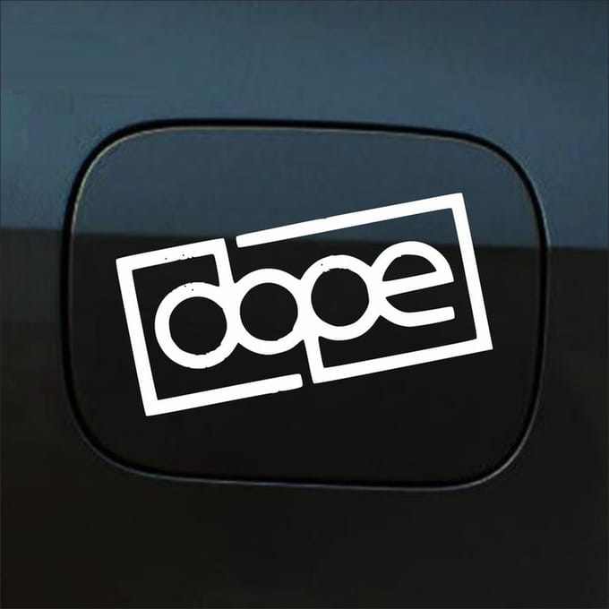 Bumpersticker - Dope - 6,8 X 14,8 - Wit
