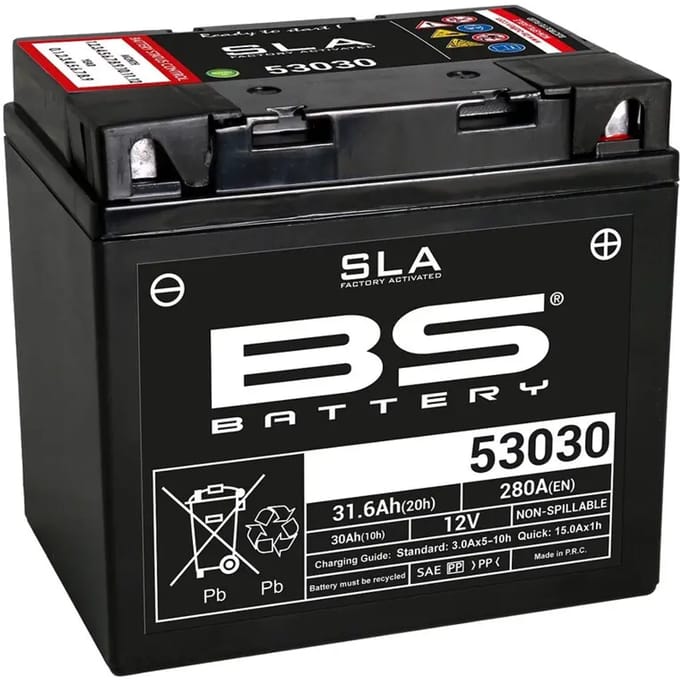 Fabrieksgeactiveerde motorfietsaccu BS Battery 53030