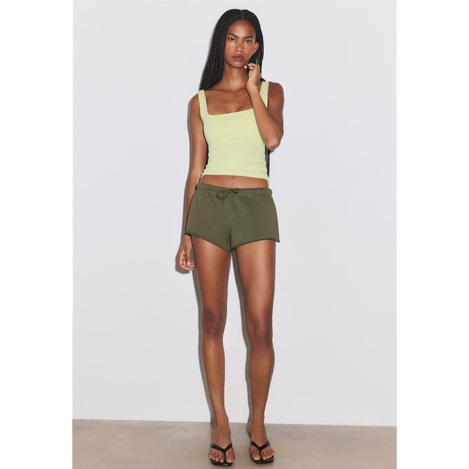 Stradivarius Mini sweatstof short  Kaki XL