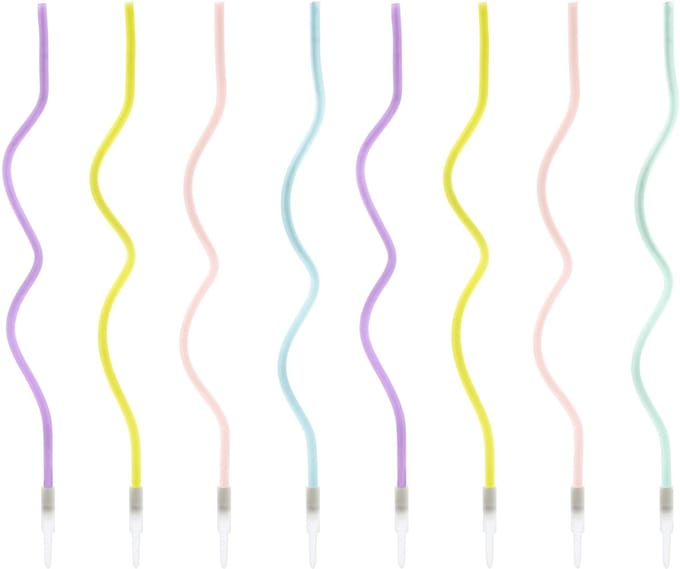 PartyDeco Verjaardagskaarsen Krul Pastel 14cm pk/8