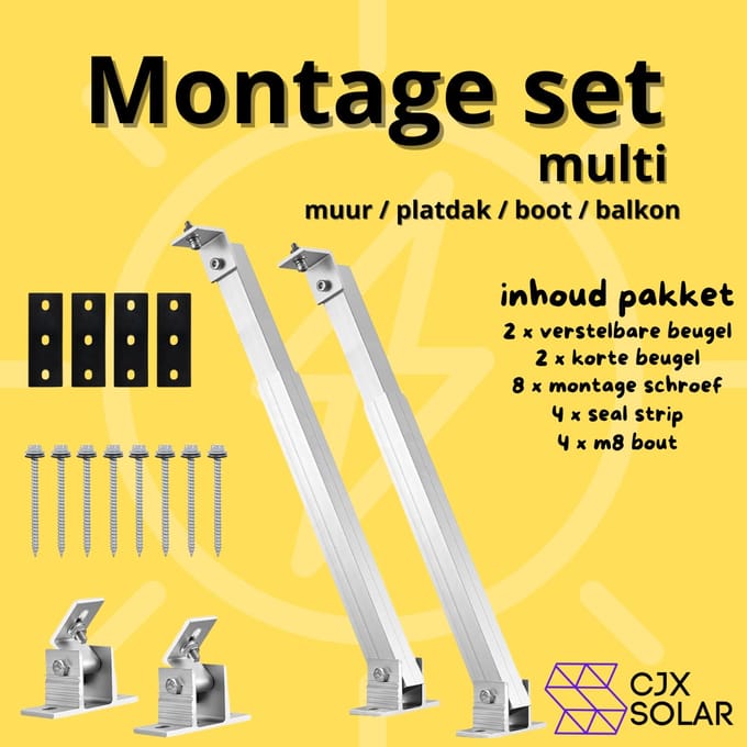 CJX Solar - montage set - multifunctioneel - muur - dak - boot - balkon - plug & play - verstelbaar