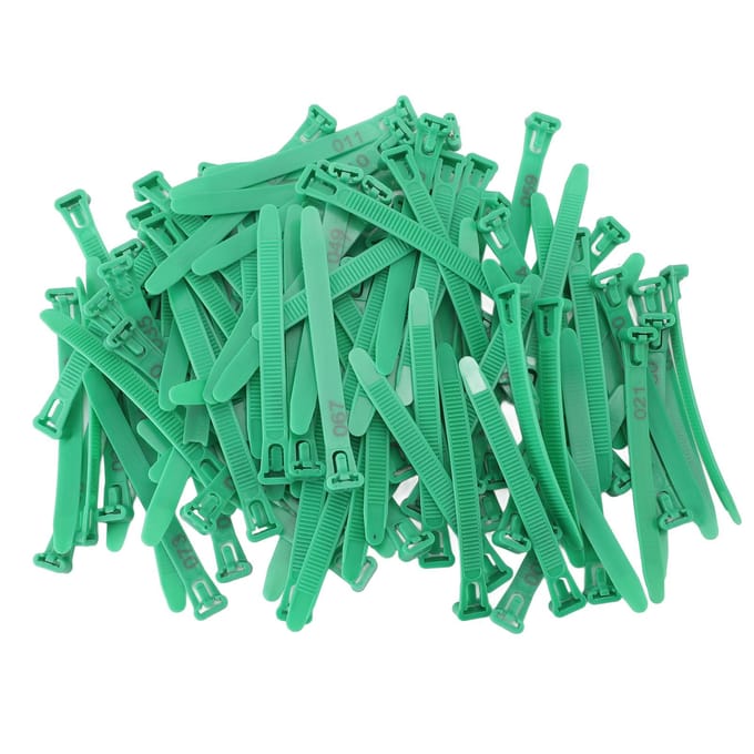 100pcs Anneaux de Patte de Poulet Réglables Numérotés Inaltérables Étiquettes de Patte d'Identification de Volaille pour Canard Oie vert