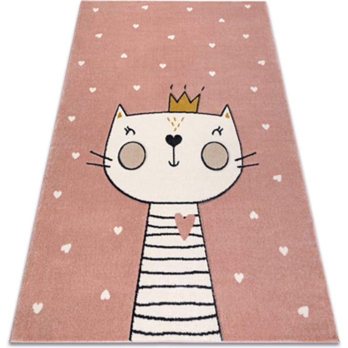 Kleden Rugsx KIDDO tapijt 6106 rozekleuring / wit katje, 160x220 cm