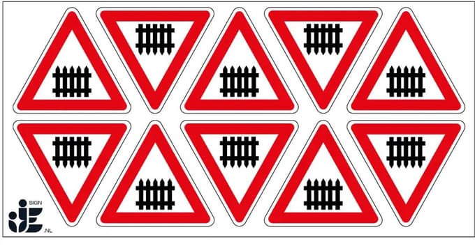 Spoorwegovergang sticker - J10 | 5 cm - 10 stuks per vel