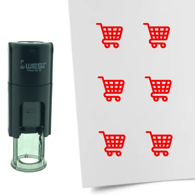 CombiCraft Stempel Winkelwagen 10mm rond - rode inkt