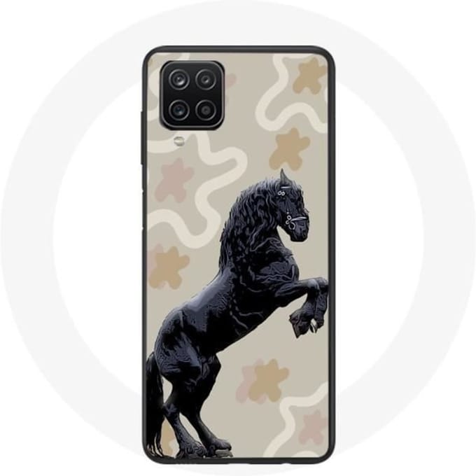 Coque - Frison - Galaxy A12 - Noir - Souple - Race de cheval noir