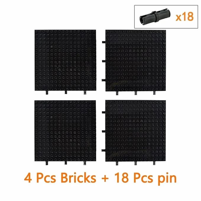 Compatibel 65803 2780 Technische Stenen 16x16 Basisplaat Mozaïek Pop Pixel Art Stenen Onderdelen MOC Geperforeerde Steen Basisplaat Stenen black