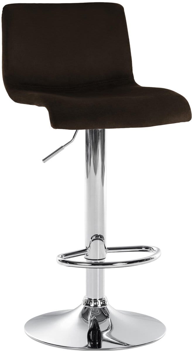 CLP Barkruk Hover - met rugleuning - verstelbaar - draaibar - metalen frame - fluweel - chroom/bruin