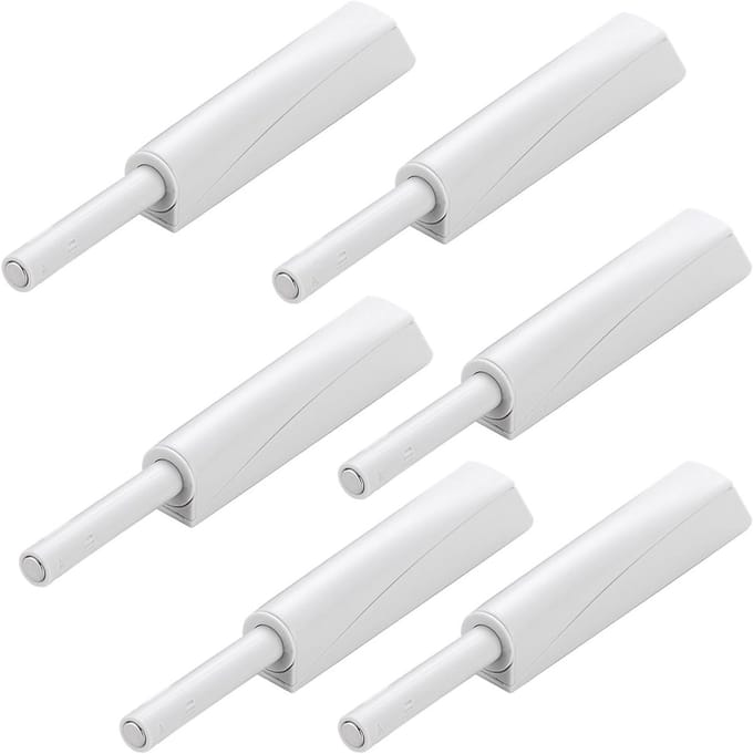 Witte deursluiters set van 6 stuks - drukdeuropener, softclose-deurdemper, ladedrukopener