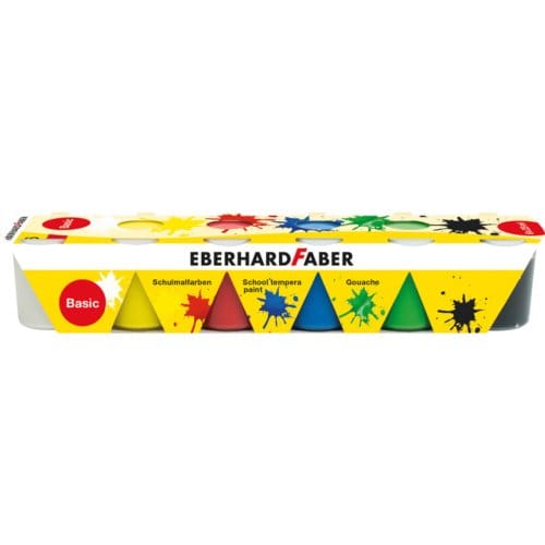 Eberhard faber schoolverf tempera, 6 kleuren à 25 ml
