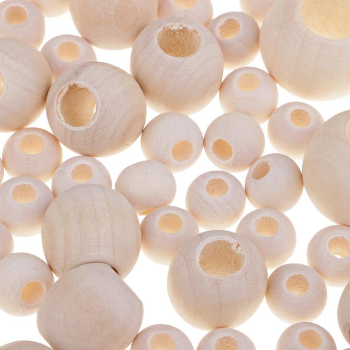 220 stuks gemengd formaat natuurlijk hout houten kralen groot gat losse afstandhouder assorted white