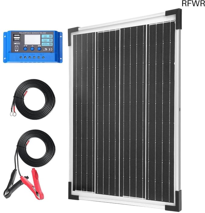 Zonnepaneel Systeem - Energie Set - Netonafhankelijk Laden - Complete Installatie - 20 Watt - Zwart