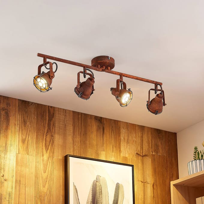 Lindby - buitenspot - 4lichts - Metaal - H: 17 cm - GU10 - roestbruin