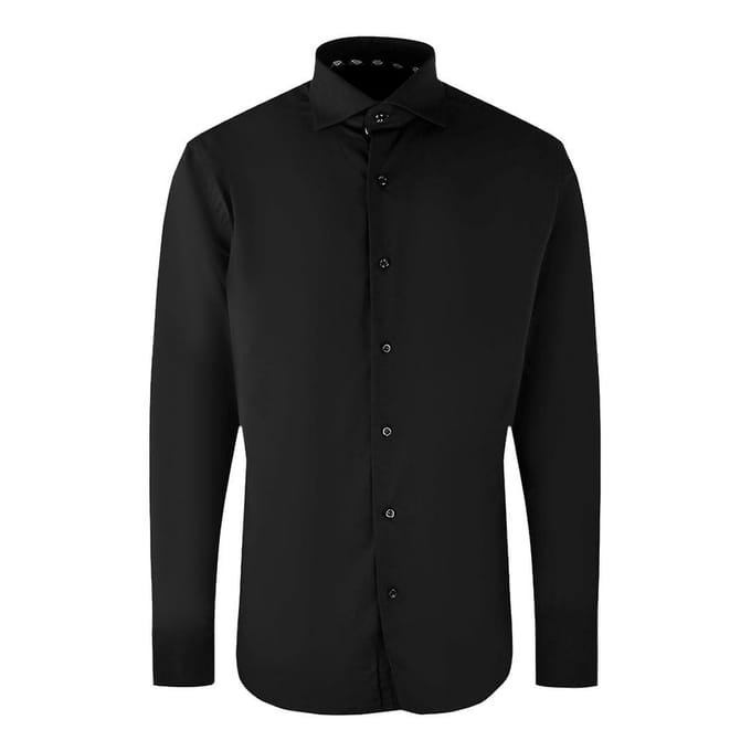 Aquascutum Heren Effen Langsleeve Shirt (Zwart)