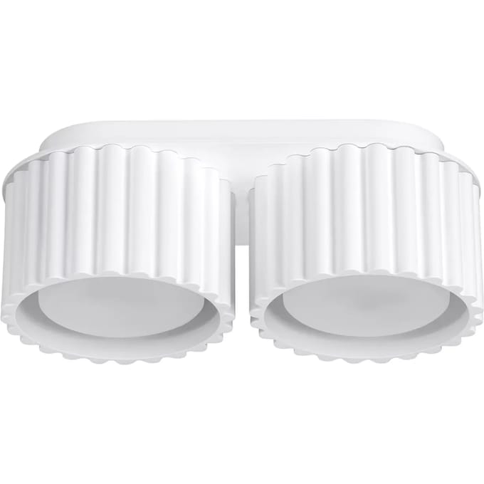 Plafondlamp AURA 2 met 2 geribbelde spots naast elkaar - Sollux Lighting - IP20 - Wit aluminium behuizing - 21 x 10 x 8 cm - 2 x GX53 LED, exclusief lichtbron - 2 x 10 W - Minimalistische plafondlamp voor woonkamer, slaapkamer en eetkamer