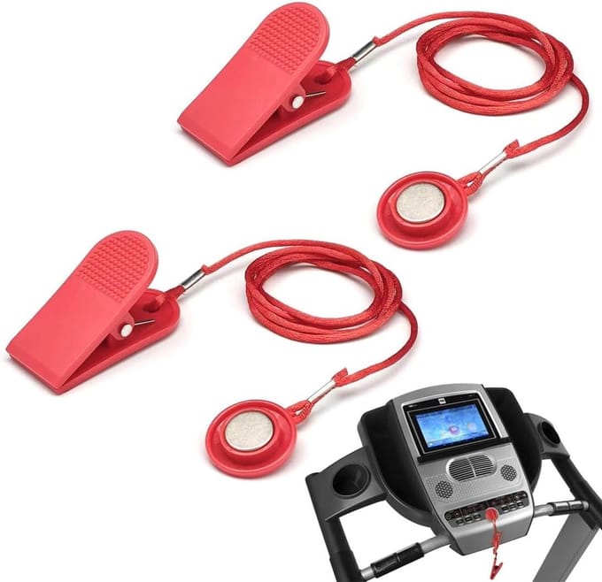 Loopband Sleutel - Noodstop Clip - Veilige Fitness - Universele Compatibiliteit - 2 Stuks - Rood