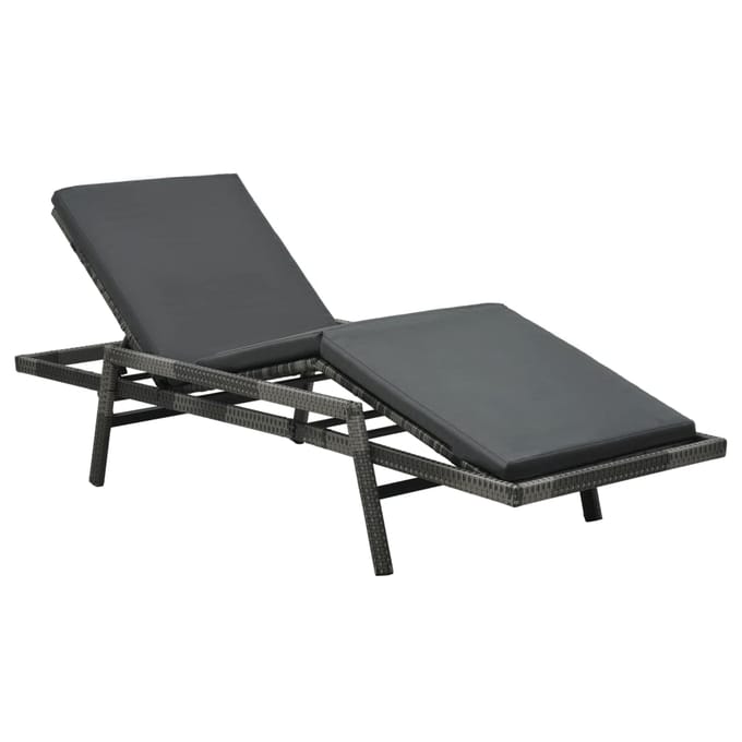 vidaXL - Ligbed - met - kussen - poly - rattan - grijs