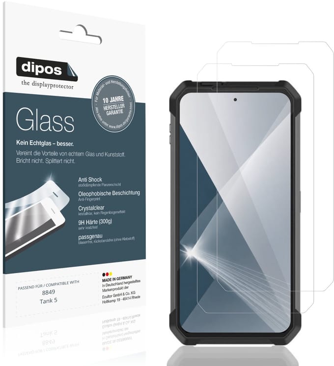 dipos – 2x Pantserfolie geschikt voor 8849 Tank 5 | 9H Screenprotector