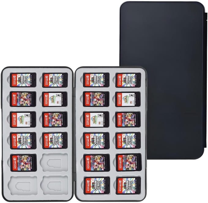 Draagbare Opbergdoos voor Speelkaarten met 24 Slots, Magnetische Sluiting, Geschikt voor Switch en OLED