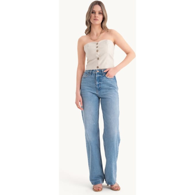 Sweethart Nek Knop Bandeau Crop Top