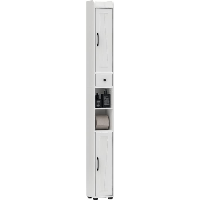 HOMCOM Badkamerkast - Spaanplaat - 20x20x185cm - Wit