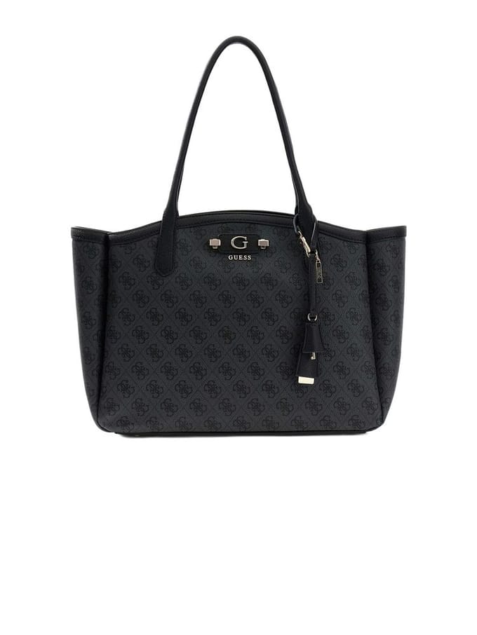 GUESS schoudertas Lindsey Tote Coal Logo donkergrijs