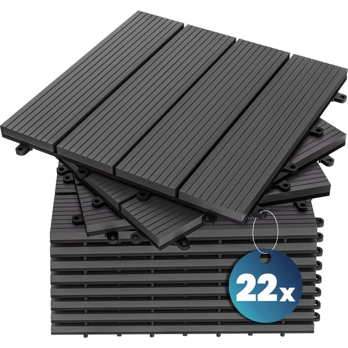 WPC Vlondertegels - Set van 22 Klassiek 30x30cm - Antraciet