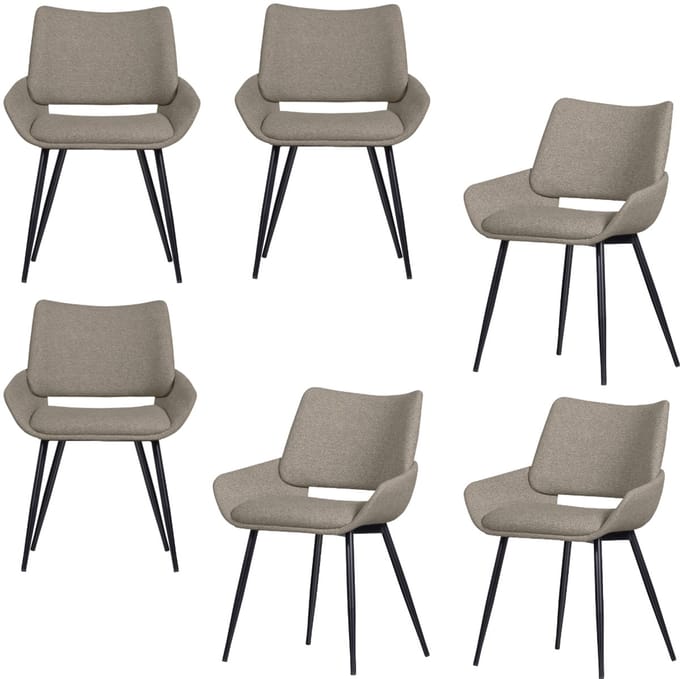 WOOOD Parade Eetkamerstoelen - Melange Stof - Zand - Set van 6
