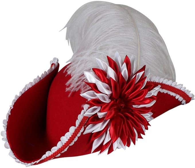 Piratenhoed Driesteek - Premium Class - Rood - Volwassenen - Maat 61