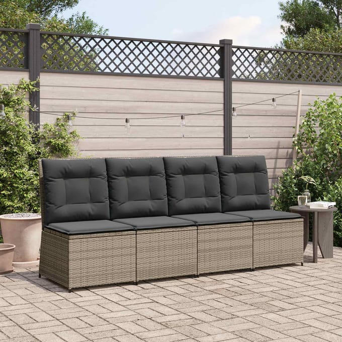vidaXL Tuin Sofa met kussen Grijs poly rattan