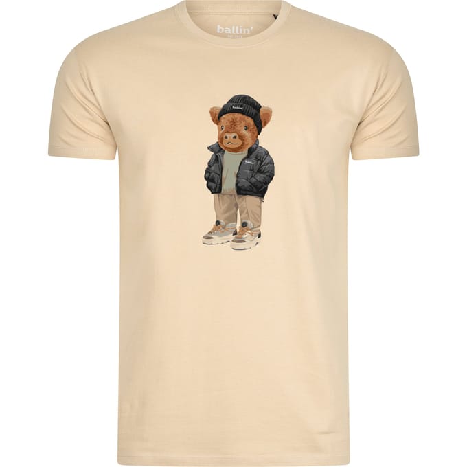 Heren Tee SS met Ballin Est. 2013 Cool Cow Tee Print - Beige - Maat 3XL