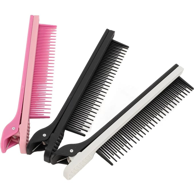 3pcs Peigne à Crêper pour Coiffeur Séparation Fer Plat Peigne Accessoire Clip On Coloration Coiffure pink