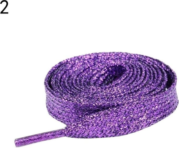 Glitter schoenveters | plat | 1 paar | 110 cm | paars