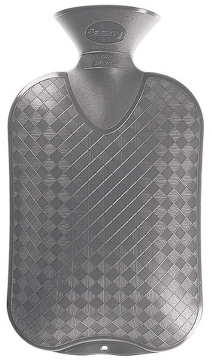 Warmwater kruik - grijs - geribbeld - 2 liter - bedkruik