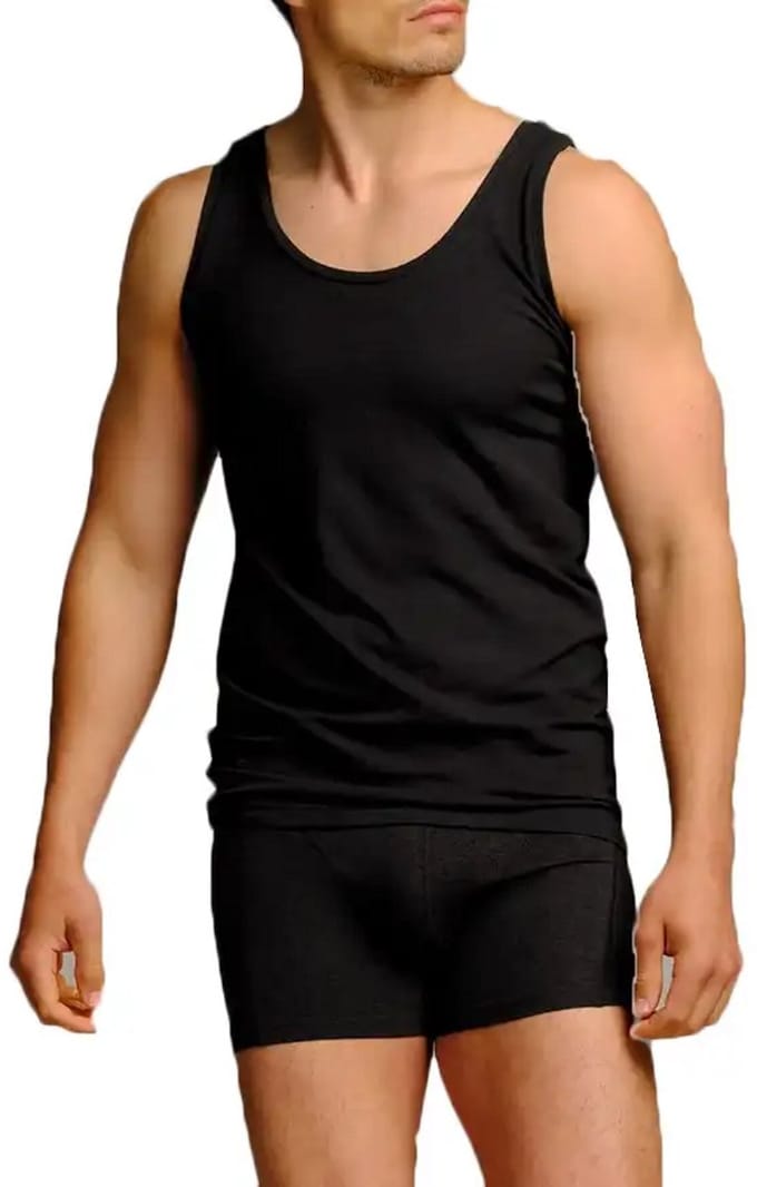 Boru Bamboo heren onderhemd - Bamboe singlet - Mannen hemden bamboe - Hemden heren - Zwart / M