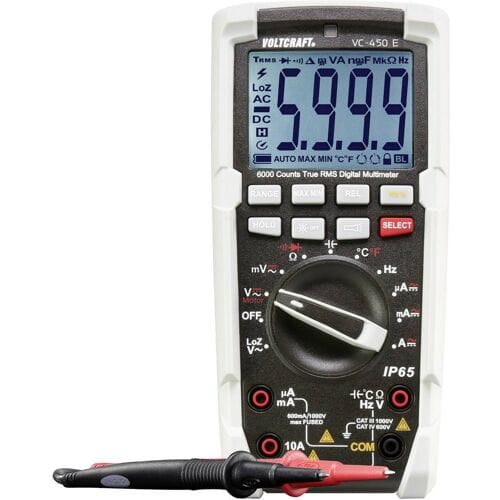 VOLTCRAFT VC-450 E Multimeter Digitaal Sproeidicht (IP65) CAT III 1000 V, CAT IV 600 V Weergave (counts): 6000