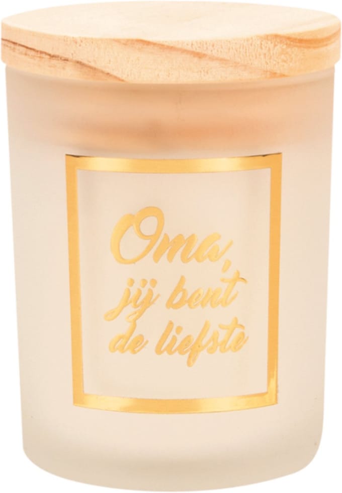 Geurkaars - Small scented candle - Oma, jij bent de liefste - Wit goud - 8x6x6cm