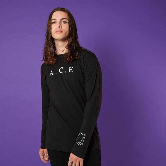 A.C.E Up My Sleeve Unisex Long Sleeve T-Shirt - Black - L