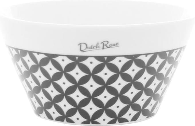 Dutch Rose Zwart/Wit Kom Rondje - Ø14cm