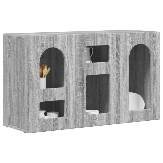 vidaXL - Dressoir - ELST - Grijs - Sonoma - 100 - x - 35 - x - 59 - cm - Bewerkt - hout
