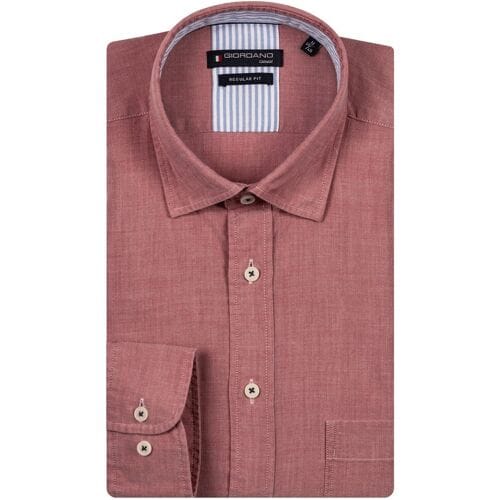 Giordano Overhemd Verona Button Under Washed Tencel Chambray Rood / male