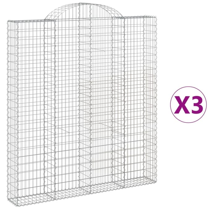 vidaXL - Schanskorven - 3 - st - gewelfd - 200x30x220/240 - cm - ijzer